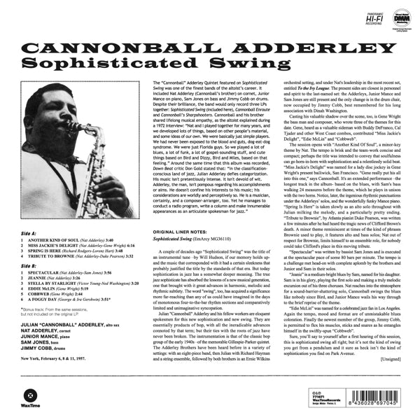 Cannonball Adderley - Sophisticated Swing  |  Vinyl LP | Cannonball Adderley - Sophisticated Swing  (LP) | Records on Vinyl