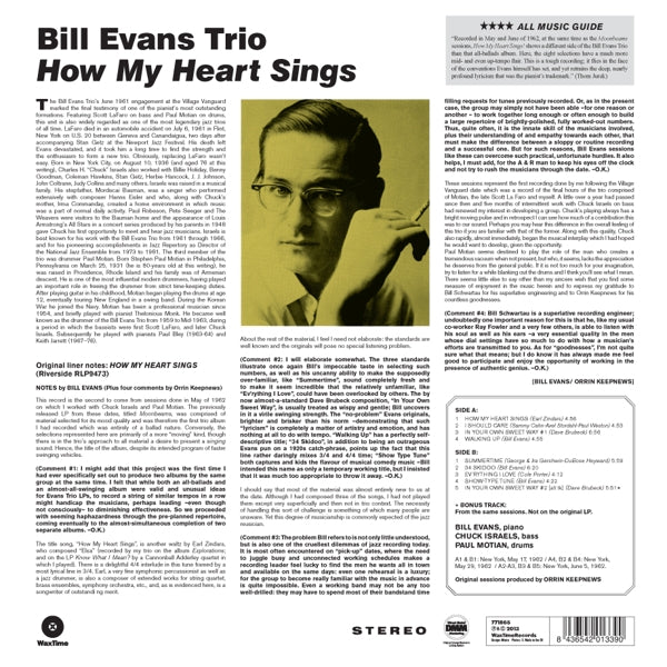Bill Evans Trio - How My Heart Sings  |  Vinyl LP | Bill Evans Trio - How My Heart Sings  (LP) | Records on Vinyl