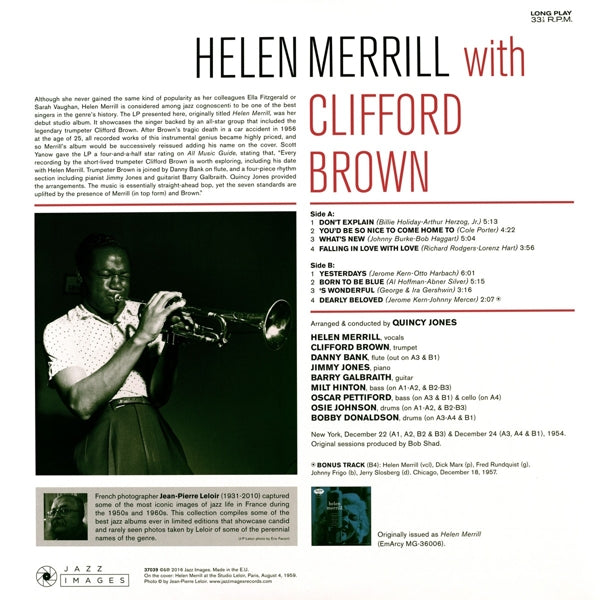 Helen Merrill - With Clifford Brown  |  Vinyl LP | Helen Merrill - With Clifford Brown  (LP) | Records on Vinyl